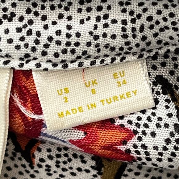 Anthropologie Maeve Janie Blouse Size 2 Peplum Flounced Tie Peasant Floral Boho - Picture 11 of 13